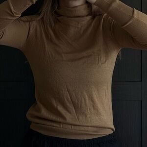 Zara Tan Long Sleeve Turtleneck Top